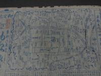 ２　5　京都名所旧跡方角略図　御定宿　京都六角堂し？？　もちや惣右衛門　明治初期　木版藍刷　約32×23.5㎝