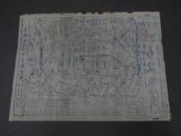 ２　5　京都名所旧跡方角略図　御定宿　京都六角堂し？？　もちや惣右衛門　明治初期　木版藍刷　約32×23.5㎝