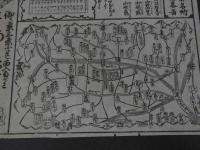 ２　5　京都名所方角略図　御定宿　東三条小はし南づめ　あきたや権兵衛　幕末～明治初期　木版墨刷　約34×25㎝