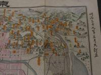 ２　5　京都新地図　明治三十七年三月大訂正　京都市下珠数屋町通　烏丸東へ入南側　旅館　丹羽平七　約54.5×40㎝