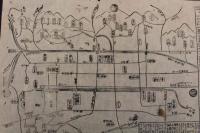 5　5　①京都名所案内図(仮題)　三条通大橋東詰　茶屋久右衛門蔵版　江戸後期頃刊　木版墨刷　約41×28.8㎝