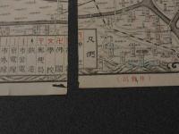 ２ 3　京都市街全図　京都市三条通小橋東入　亀屋旅館　昭和初期　三条小橋亀屋蔵版　約40×27㎝　古地図　引札　古文書