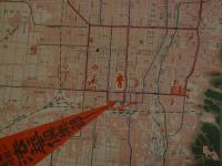 ２　5　京都市街地図　縮尺二万分之一　第三回増築工事落成御披露　法華倶楽部　約54×38㎝