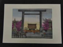 ２　5　神社の図　石版色刷　約27×37㎝