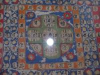 梵字金剛会　曼荼羅　木版手彩色　マット内４３×３７．５cm　一額