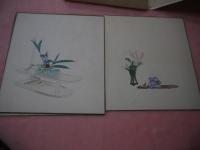 嵯峨流手本　華道画譜色紙　彩色木版刷り　１７枚　約２７×２４cm　