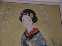 木版画　新額装　マット内１９．５×３０cm　額寸３７×４４×３cm