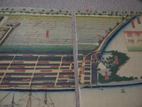 神奈川横浜港　案内図絵　３６．５×７５．５cm　彩色木版刷り　３枚続