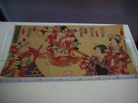 珍品　石版画　３枚続き　３６×７２cm　