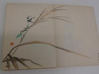 霞城習画帖　彩色木版刷り　４８図　改装　合本　１帖
