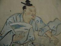 粉本　萬歳の図 他　紙本着色　墨書　１枚