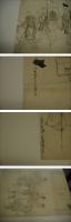 粉本　萬歳の図 他　紙本着色　墨書　１枚