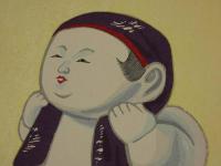 版画色紙　外国のおもちゃと日本郷土玩具集　彩色木版刷　御所人形　１枚