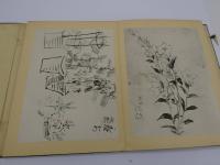 子規居士十五週忌記念画帖　　印刷画１０面と子規自筆句１枚　(俳人肉筆句画６面欠)　