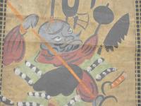 大津絵　弁慶の立ち往生　紙本着色　本紙　６７×２３cm　全体　１３２×２８．５cm　１幅　