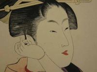 復刻木版画　歌麿　高名美人六家撰　彩色木版刷　1枚