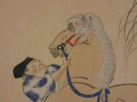 本朝名画鑑　勇駒　彩色木版刷　一枚