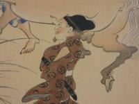 本朝名画鑑　勇駒　彩色木版刷　一枚