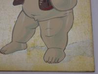 版画　色紙　御所人形　裏に毛筆サイン　落款　１枚