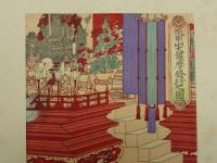 成田山大護摩修行之図　国定筆　京都版画院　彩色木版刷　1枚 約40.5×26cm　3枚続