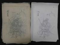 武将図　粉本 60図　コピー 49図　作者不明　1枚約40×28cm