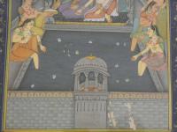 インドの細密画　マハラジャの図（仮）　近代作　マットの内絵サイズ 19.5×11cm　額 45.5×38×3cm　ミニアチュール