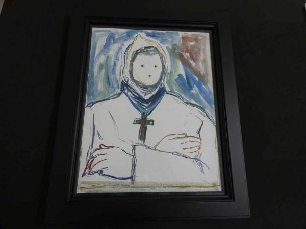 真作】飯田美穂 Image, Cezanne - portrait H41.3×W32.0×D2cm 綿布に