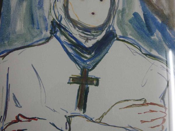 真作】飯田美穂 Image, Cezanne - portrait H41.3×W32.0×D2cm 綿布に