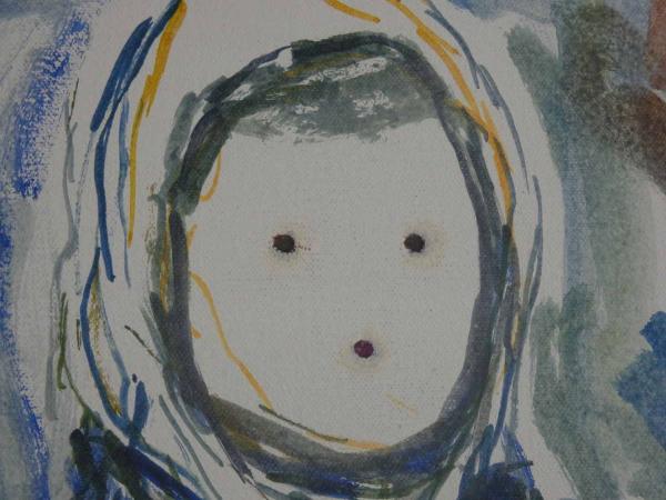 真作】飯田美穂 Image, Cezanne - portrait H41.3×W32.0×D2cm 綿布に