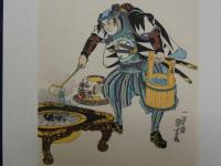 大正期　復刻木版画　一勇斎国芳画　寺坂吉右衛門　彩色木版刷　約19.5×13㎝　1枚