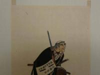 大正期　復刻木版画　一勇斎国芳画　堀部弥兵衛金丸　彩色木版刷　約19.5×13㎝　1枚