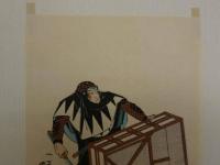 大正期　復刻木版画　一勇斎国芳画　岡嶋八十右衛門　彩色木版刷　約19.5×13㎝　1枚