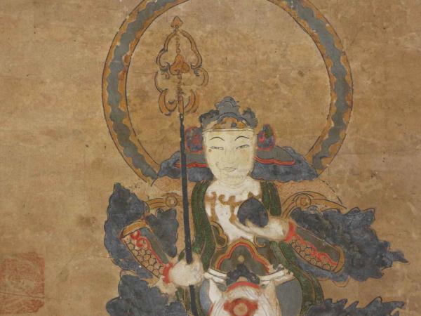 愛宕権現曼荼羅」彩色木版画 1枚|仏教美術 神仏習合 不動明王