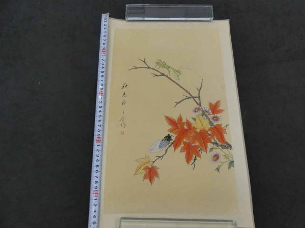 花鳥画 等 絹本肉筆 メクリ 3枚 絵画 中国画 / 古本、中古本、古書籍の