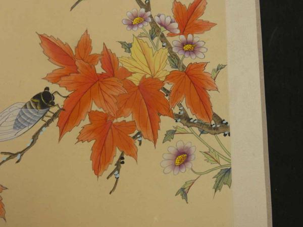 花鳥画 等 絹本肉筆 メクリ 3枚 絵画 中国画 / 古本、中古本、古書籍の