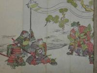 武者絵　木版刷料紙　江戸期　約32.5×240cm　木版画　書画帖