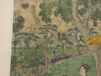 【真作】歌川広重（立祥）　東海道五十三次　袋井　彩色木版刷　マット内約22×16cm