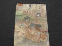 貞廣画?　市川左團次　役者絵　彩色木版刷　約25×18cm　木版画　浮世絵 