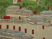 【真作】野洲二荒山温泉之図　朝香楼芳春画図　明治13年　彩色木版刷　約36.5×50.5cm　木版画　刷物　古文書