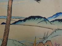 【真作】竹久夢二画　浦のあけくれ　加藤潤二版　彩色木版刷　約33×25.5cm　