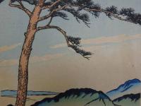 【真作】竹久夢二画　浦のあけくれ　加藤潤二版　彩色木版刷　約33×25.5cm　
