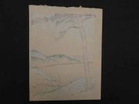 【真作】竹久夢二画　浦のあけくれ　加藤潤二版　彩色木版刷　約33×25.5cm　