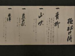 生け花　華道　極秘口伝　文化12年・　紙本墨書　約19×192cm　古文書