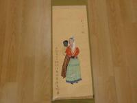 紅毛女人図　紙本着色
