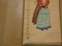 紅毛女人図　紙本着色