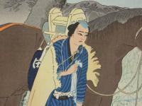 【真作】忠孝　歌舞伎十八番　三世忠信　塩原多助一代記　沼田原　庚申塚　彩色木版刷　木版画　歌舞伎絵