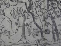 刷物　四国遍（）礼絵図　江戸末期頃刊　木版墨刷　約53×42㎝　