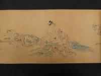 春画　戯画陽物合戦絵巻（仮）　明治頃写　紙本着色