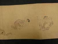 春画　戯画陽物合戦絵巻（仮）　明治頃写　紙本着色