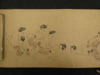 春画　戯画陽物合戦絵巻（仮）　明治頃写　紙本着色
